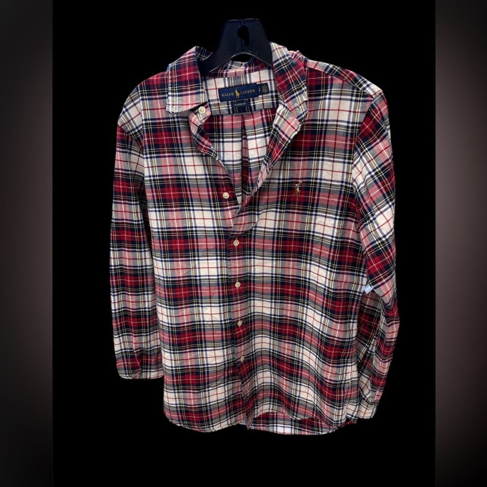 Ralph Lauren Men's Red and White Plaid Shirt Sz S Excellent Condition